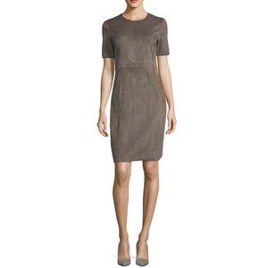Elie Tahari Emily Faux Suede Sheath Short Sleeve Dress US Size 12